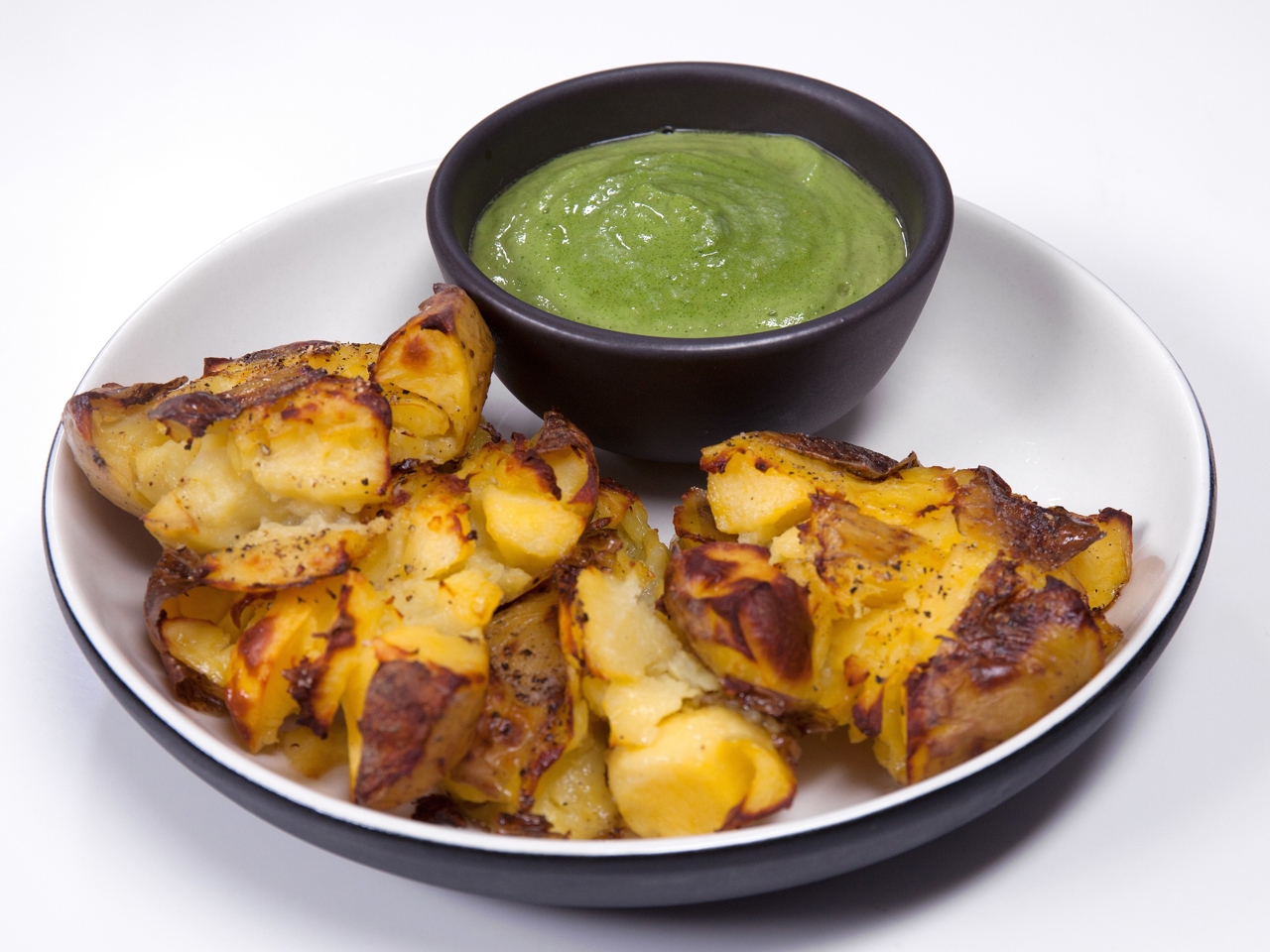 Oven-Baked Potatoes with Avocado Sauce