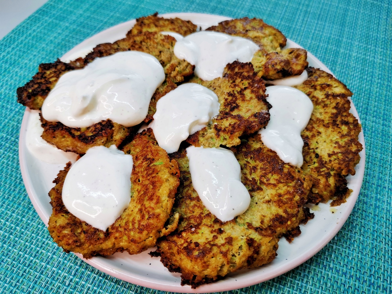 Zucchini Fritters with Sour Cream-Lime Sauce