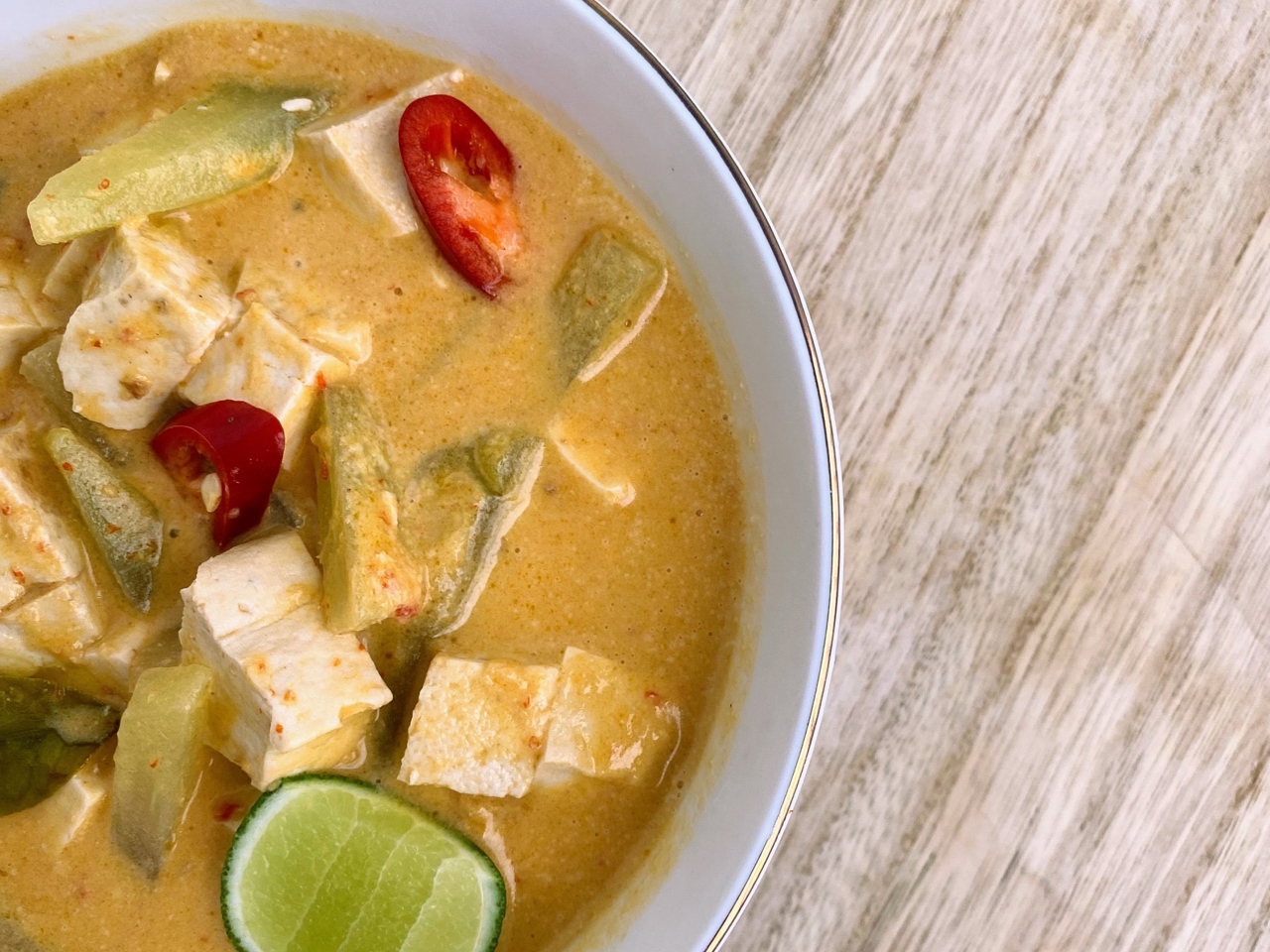 Chayote in Spicy Coconut Sauce with Tofu