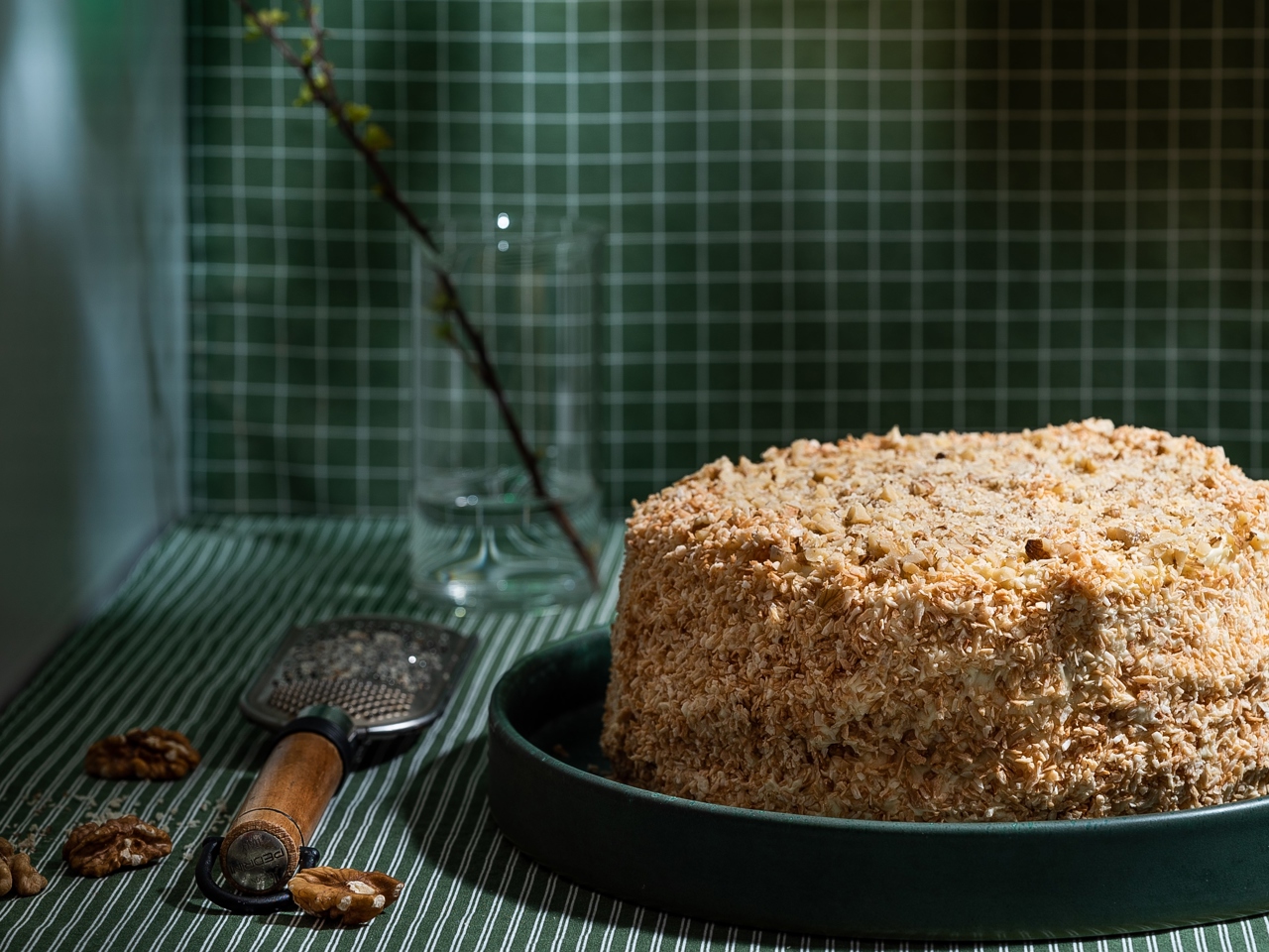 Walnut and Coconut Flake Cake