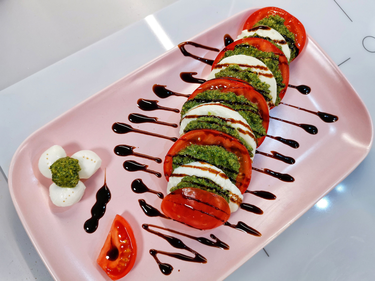 Caprese Salad with Pesto and Balsamic Cream