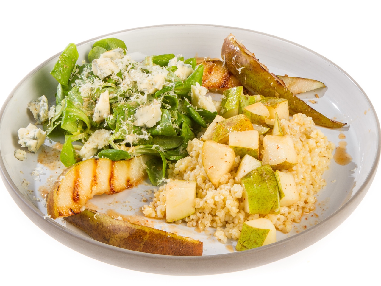 Salad with Roasted Pear, Corn, and Bulgur
