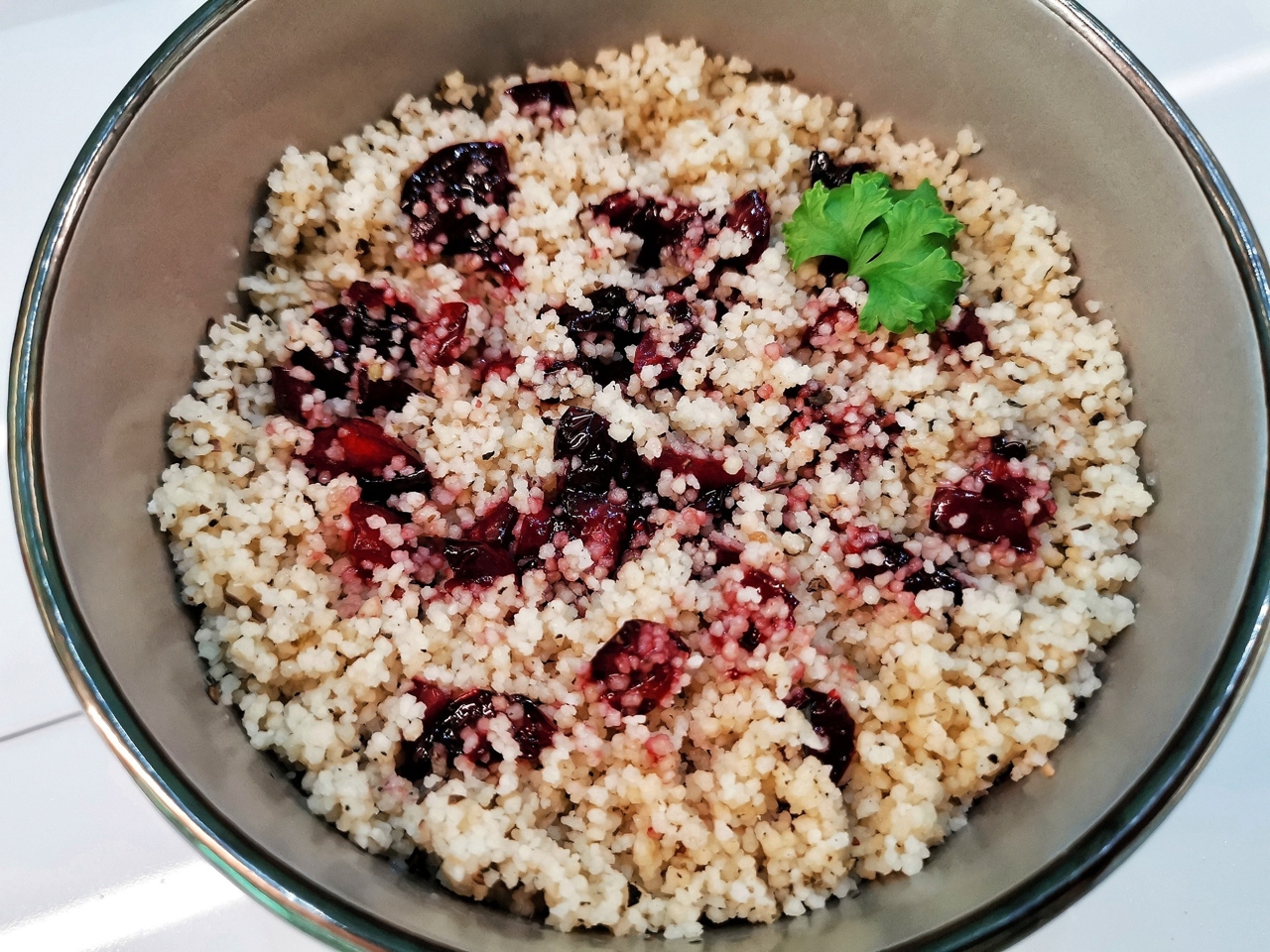 Couscous with Cherry Topping