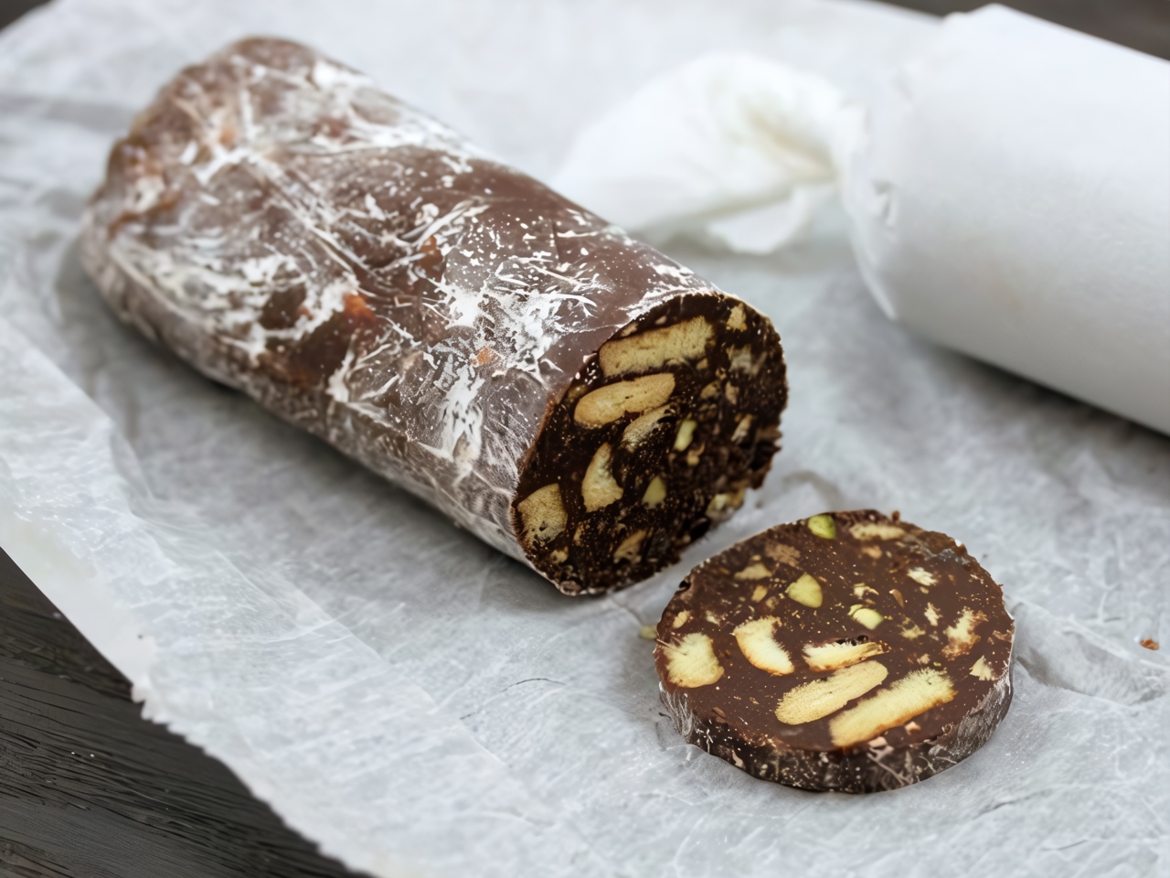 Chocolate Sausage with Nuts