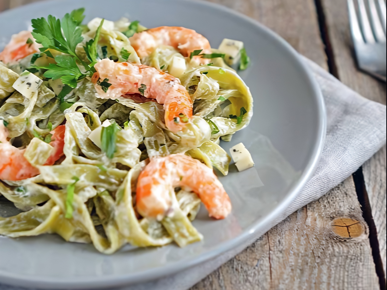 Fettuccine with Alfredo Sauce and Shrimp