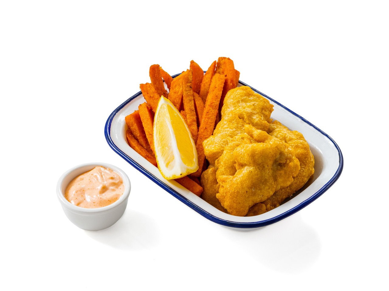 Lake Omul in Batter with Sweet Potato Fries