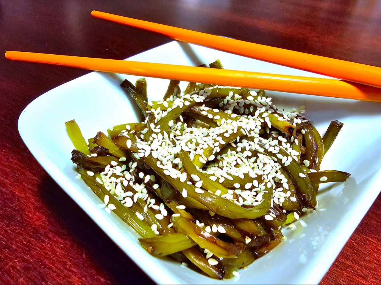 Garlic Scapes in Teriyaki Sauce