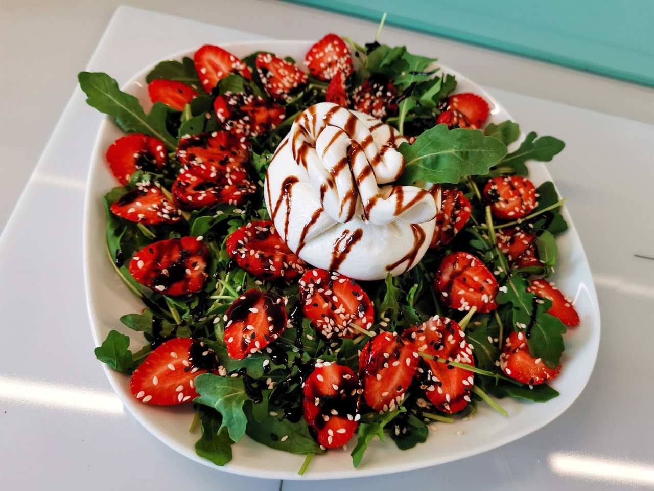 Salad with Burrata and Strawberries
