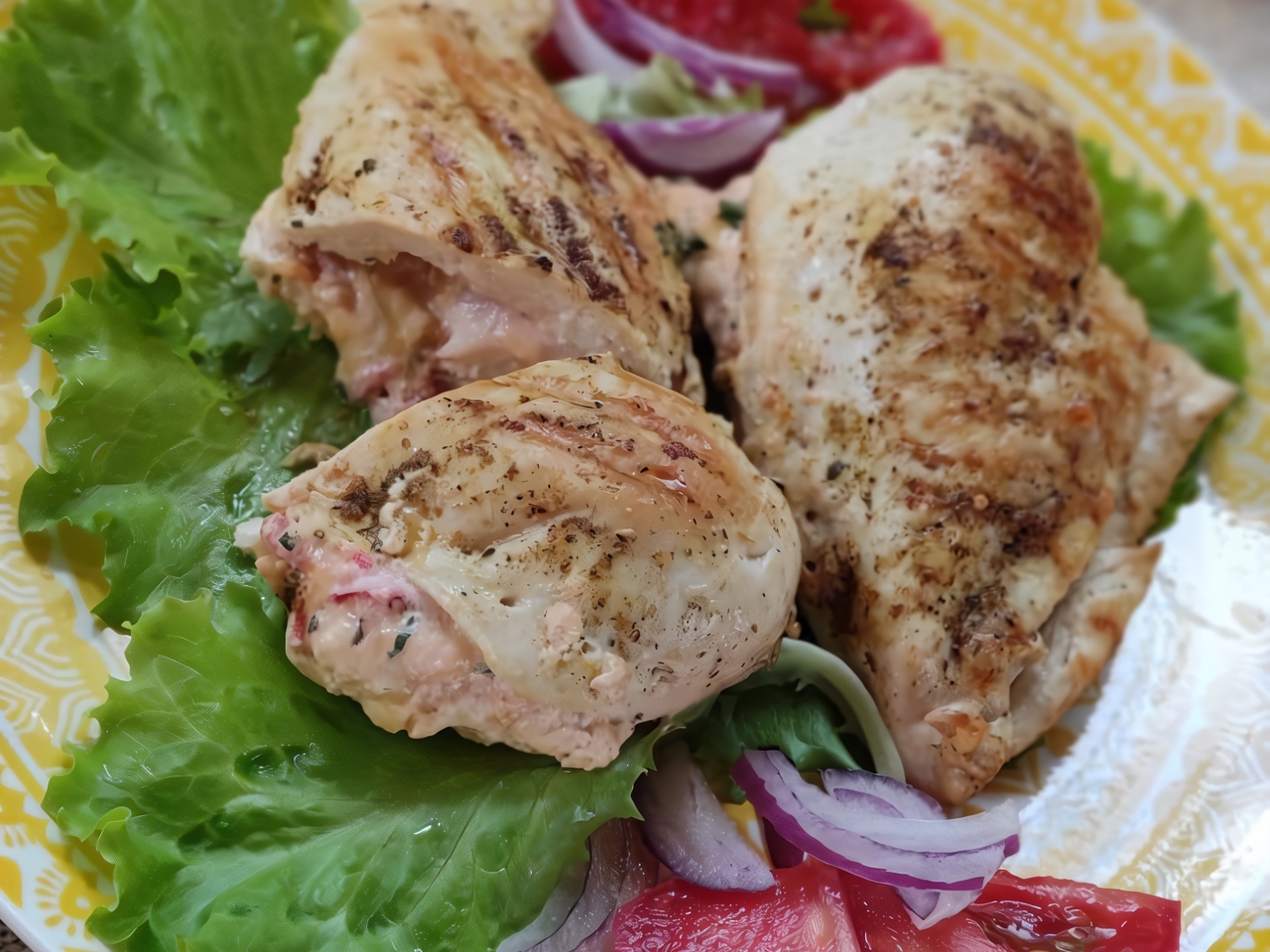 Grilled Chicken Fillet with Basil and Tomato